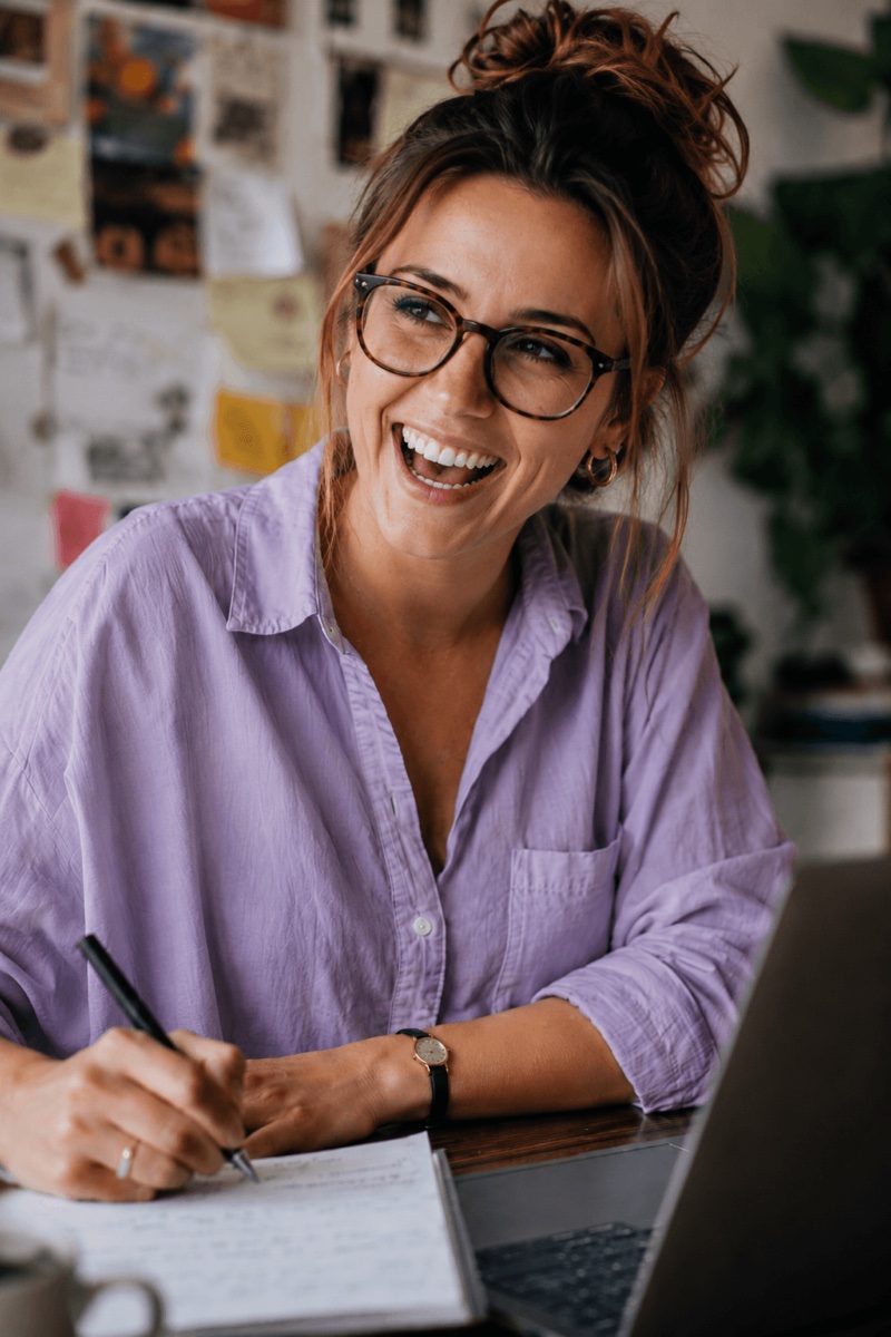Freelancer working at laptop